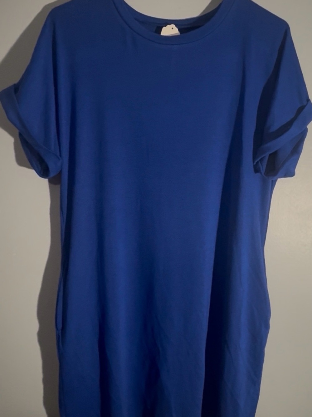 Classic Short Sleeve Crewneck T shirt dress - Blue